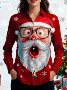 women's christmas graphic long sleeve shirt