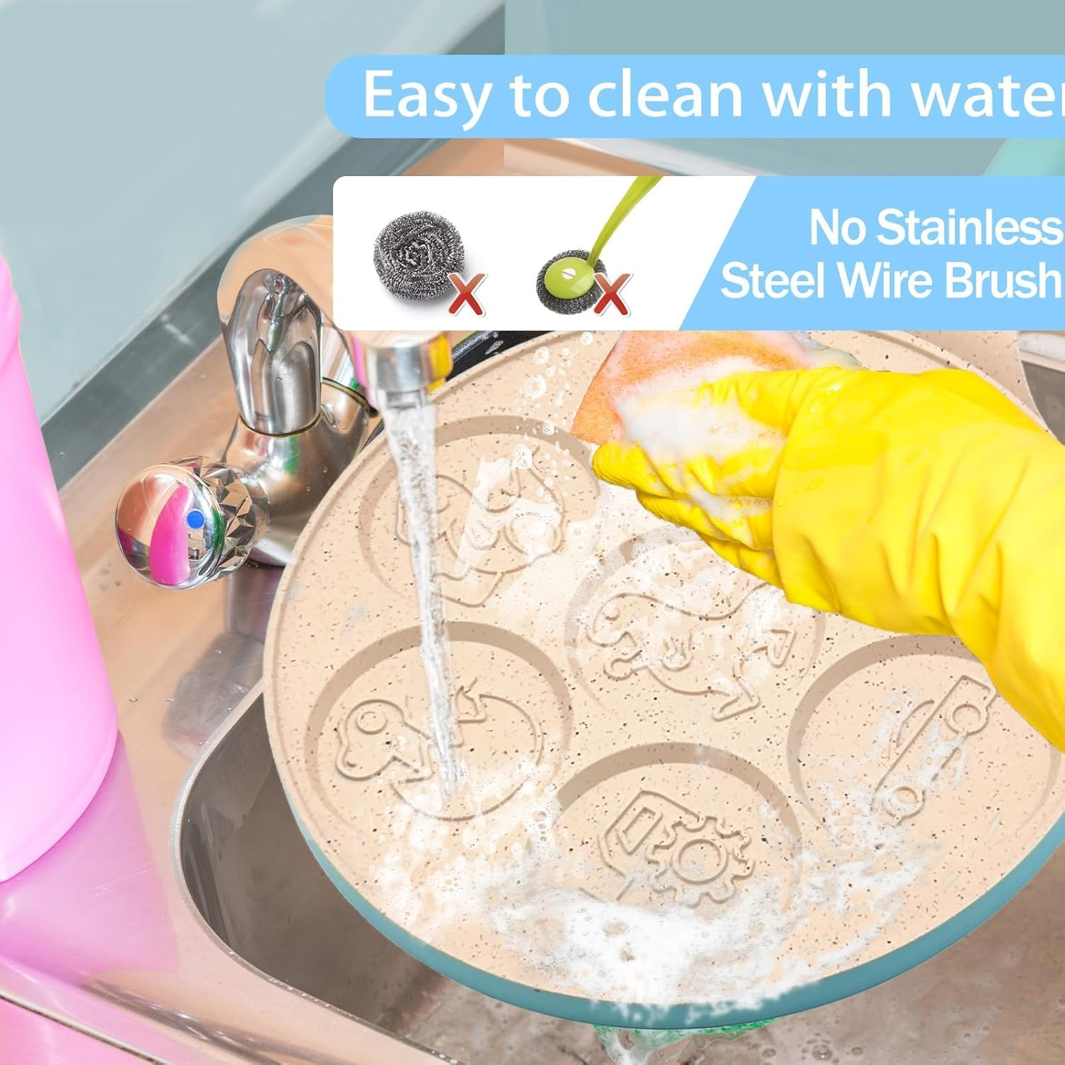 7-Cup Nonstick Dinosaur Egg Pancake Pan & Breakfast Skillet 4 7-Cup Nonstick Dinosaur Egg Pancake Pan & Breakfast Skillet - Image 4