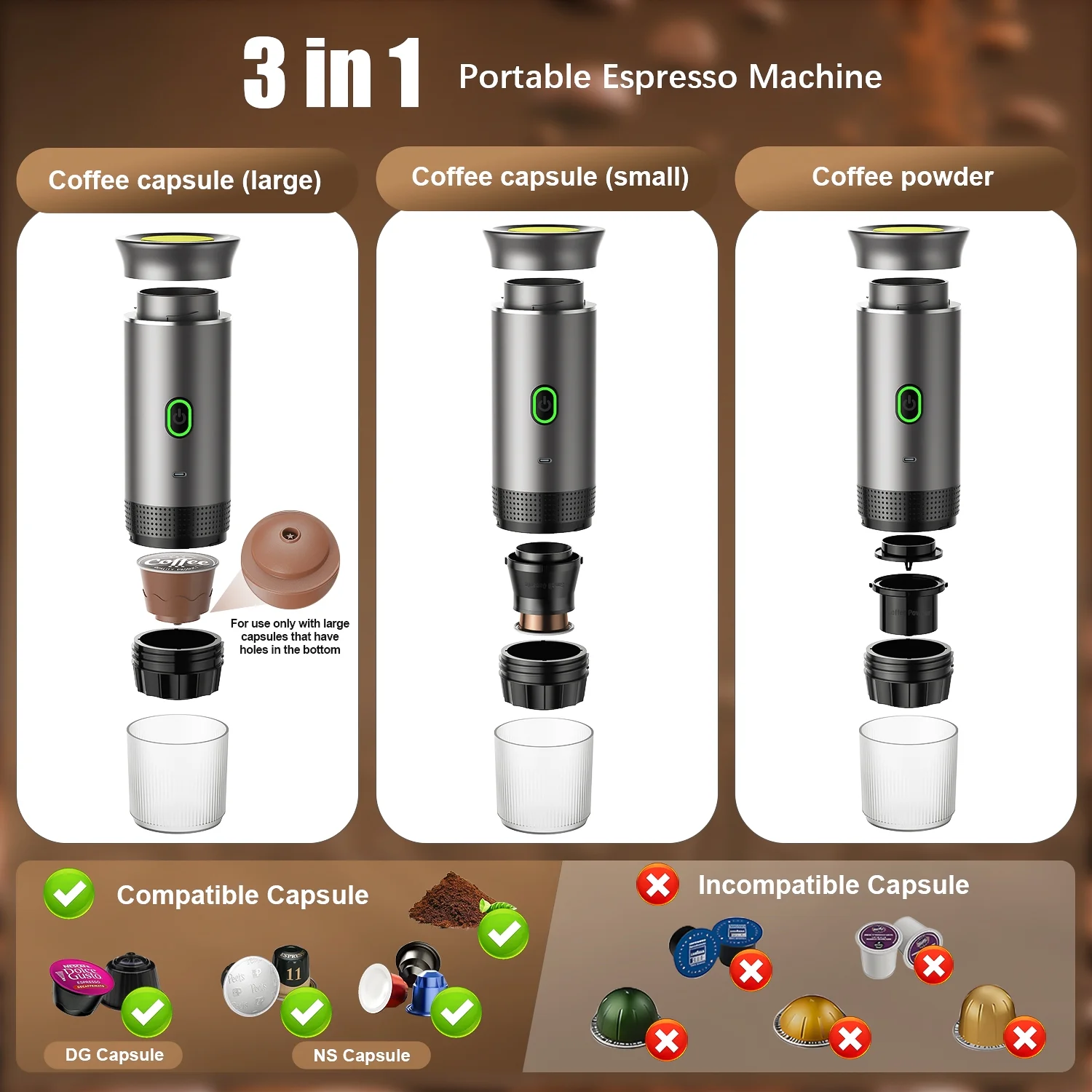 Portable 3-in-1 Espresso Machine | Mini Coffee Maker for Travel 4 Portable 3-in-1 Espresso Machine | Mini Coffee Maker for Travel - Image 4