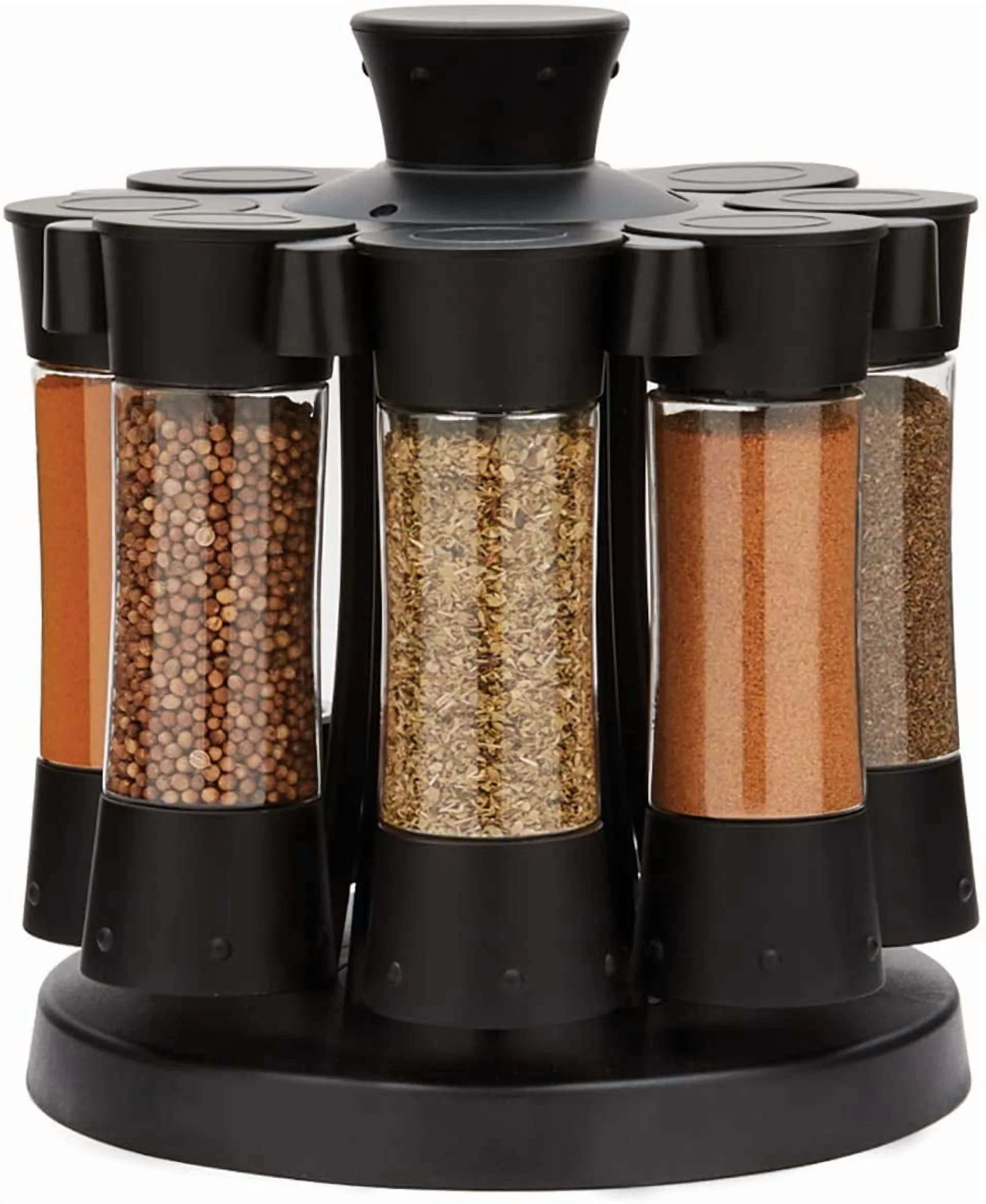 Auto-Measure Spice Carousel Organizer with 12 Containers, Rotating Black Seasoning Rack 8 Auto-Measure Spice Carousel Organizer with 12 Containers, Rotating Black Seasoning Rack - Image 8